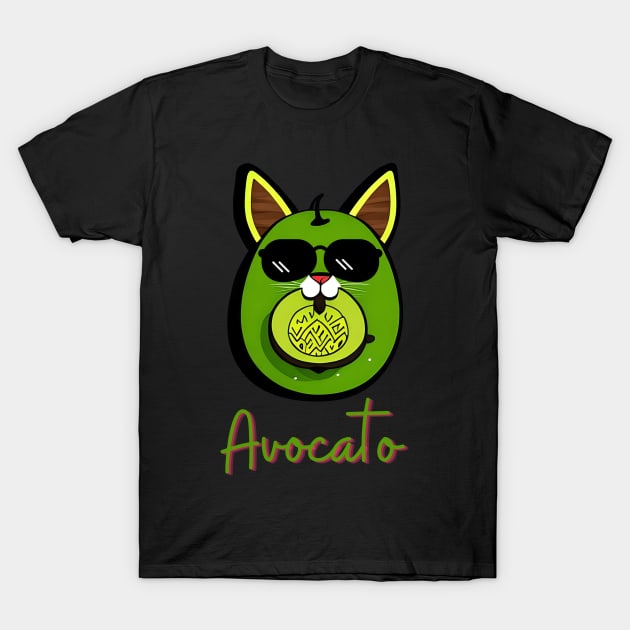 Avocato Funny Cute Cat Avocado Vegan And Cat Lover Kitten T-Shirt by Adam4you